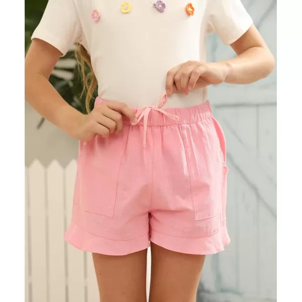 Haloumoning Girls Shorts Casual Floral Printed Short Pants Summer Ruffle Beach Shorts with Pockets Size 4-15