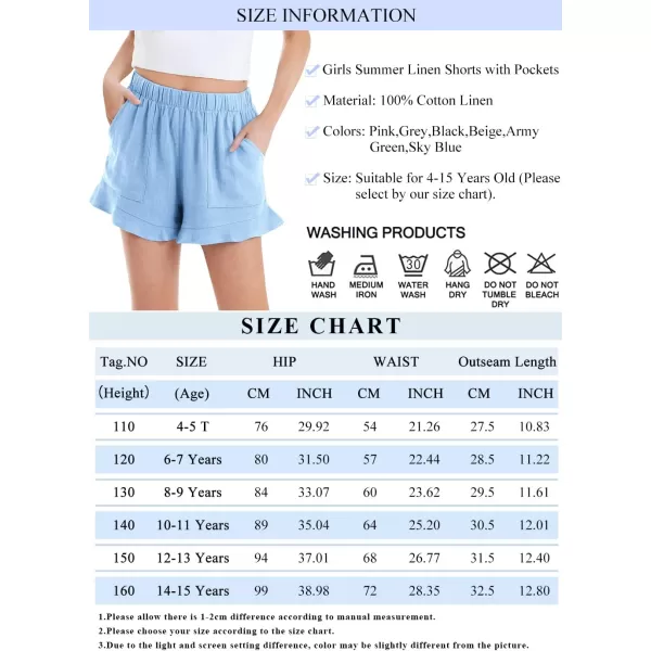Haloumoning Girls Shorts Casual Floral Printed Short Pants Summer Ruffle Beach Shorts with Pockets Size 4-15