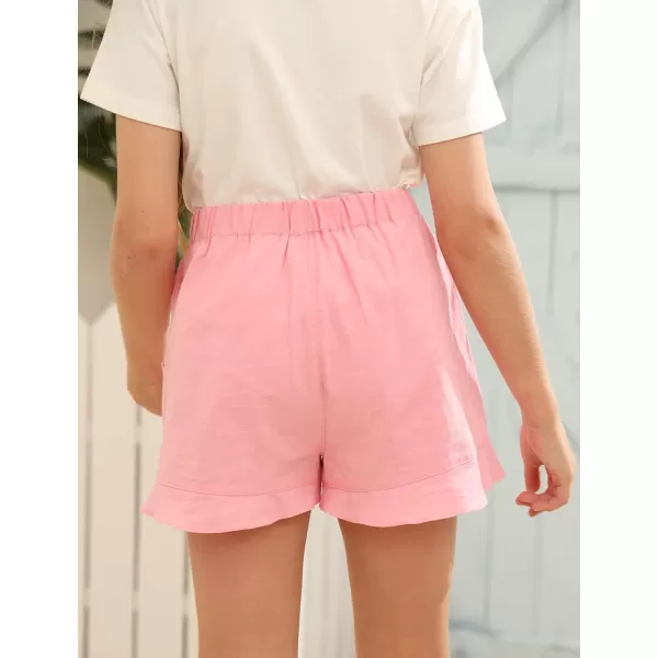 Haloumoning Girls Shorts Casual Floral Printed Short Pants Summer Ruffle Beach Shorts with Pockets Size 4-15