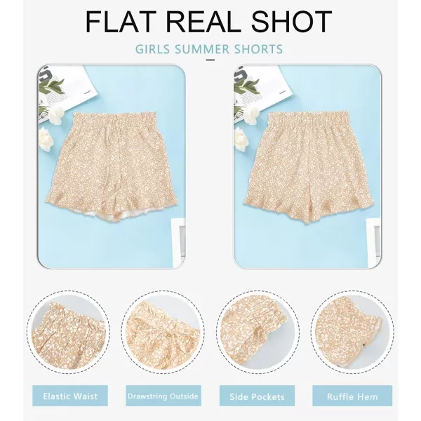 Haloumoning Girls Shorts Casual Floral Printed Short Pants Summer Ruffle Beach Shorts with Pockets Size 4-15