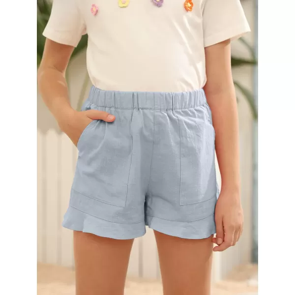 Haloumoning Girls Shorts Casual Floral Printed Short Pants Summer Ruffle Beach Shorts with Pockets Size 4-15