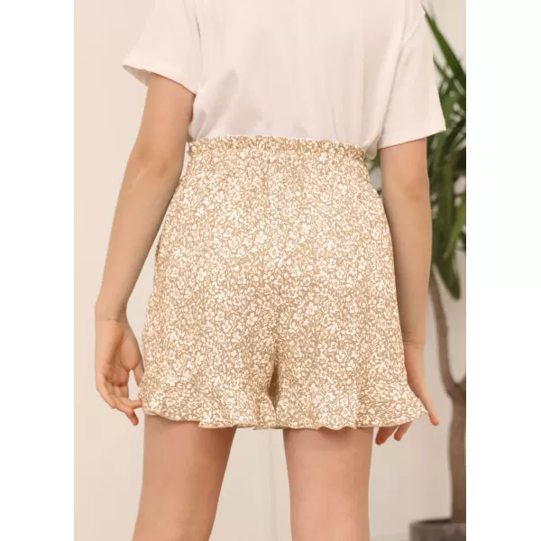 Haloumoning Girls Shorts Casual Floral Printed Short Pants Summer Ruffle Beach Shorts with Pockets Size 4-15
