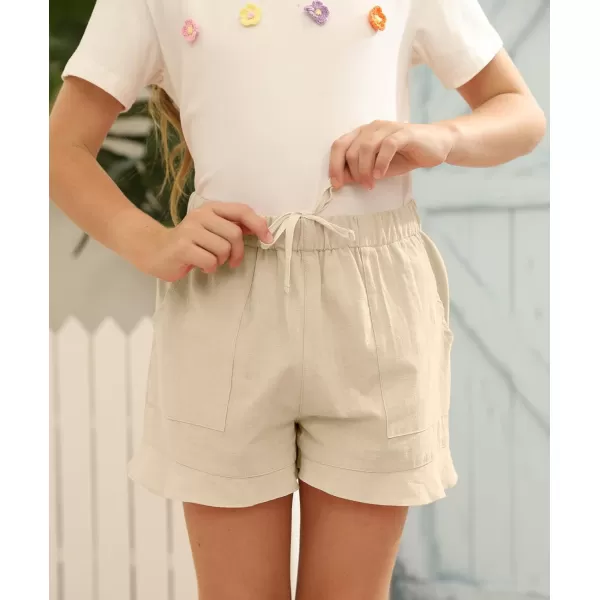 Haloumoning Girls Shorts Casual Floral Printed Short Pants Summer Ruffle Beach Shorts with Pockets Size 4-15