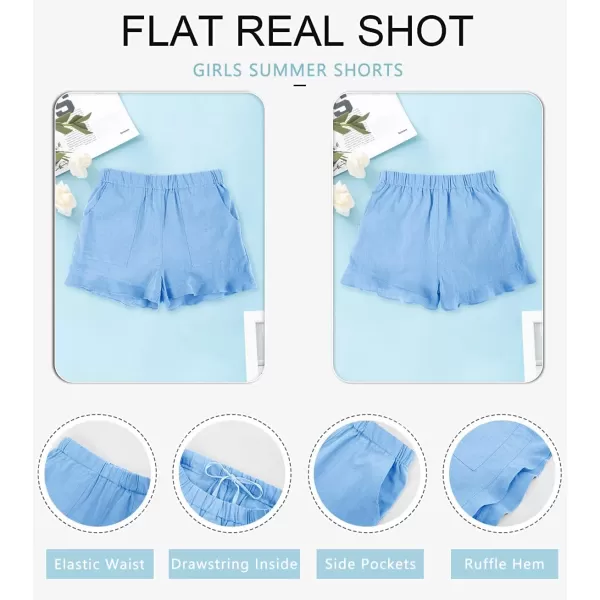 Haloumoning Girls Shorts Casual Floral Printed Short Pants Summer Ruffle Beach Shorts with Pockets Size 4-15