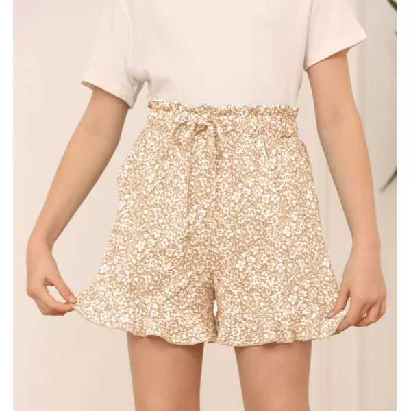 Haloumoning Girls Shorts Casual Floral Printed Short Pants Summer Ruffle Beach Shorts with Pockets Size 4-15