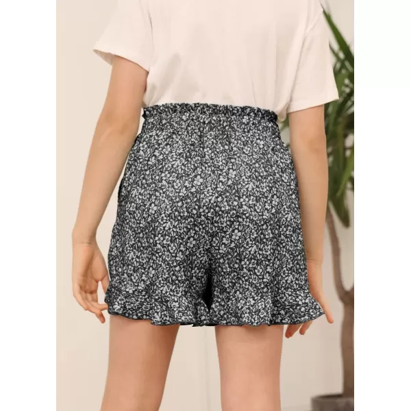 Haloumoning Girls Shorts Casual Floral Printed Short Pants Summer Ruffle Beach Shorts with Pockets Size 4-15