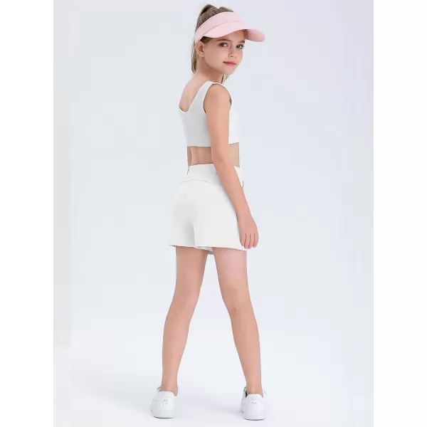 Haloumoning Girls Shorts Kids Casual High Waisted School Uniform Shorts with Pockets 5-14 Years