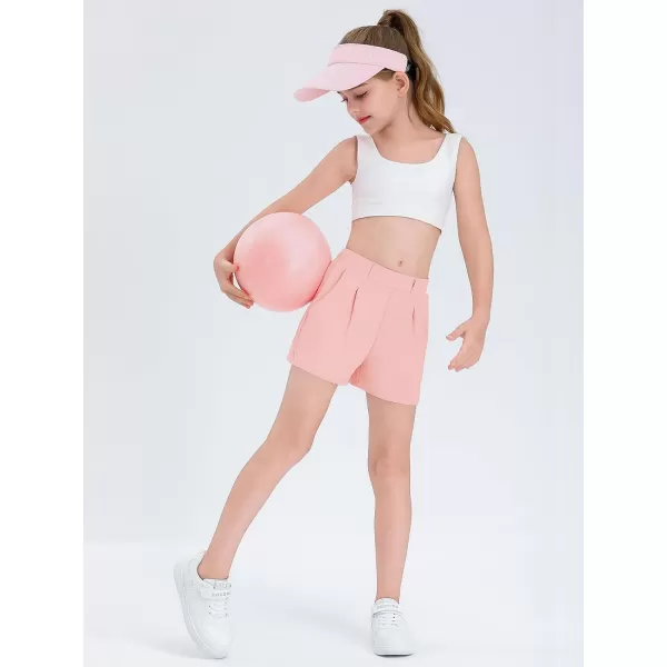 Haloumoning Girls Shorts Kids Casual High Waisted School Uniform Shorts with Pockets 5-14 Years