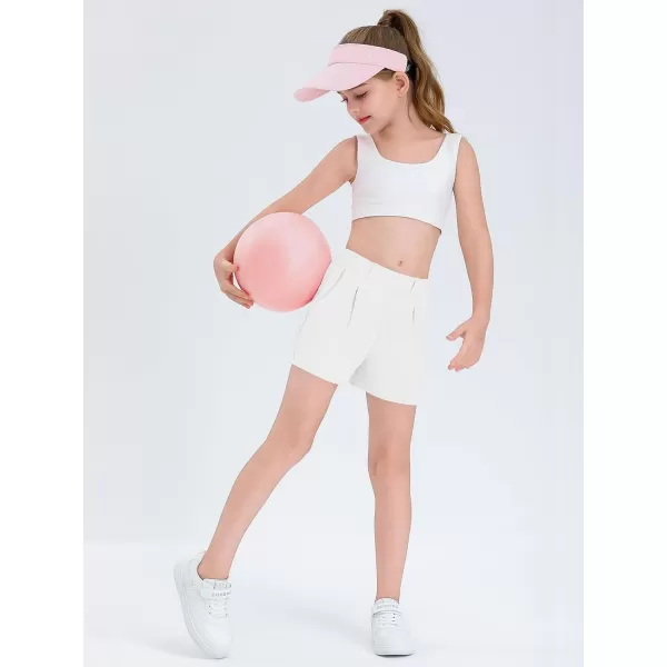Haloumoning Girls Shorts Kids Casual High Waisted School Uniform Shorts with Pockets 5-14 Years