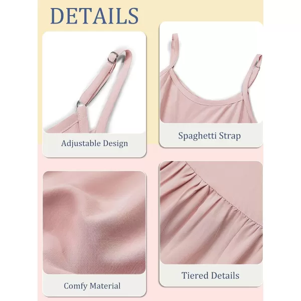 Haloumoning Girls Sundress Kids Spaghetti Strap Flowy Summer Tiered Maxi Dress 7-14 Years