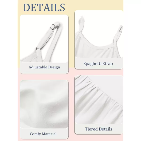 Haloumoning Girls Sundress Kids Spaghetti Strap Flowy Summer Tiered Maxi Dress 7-14 Years
