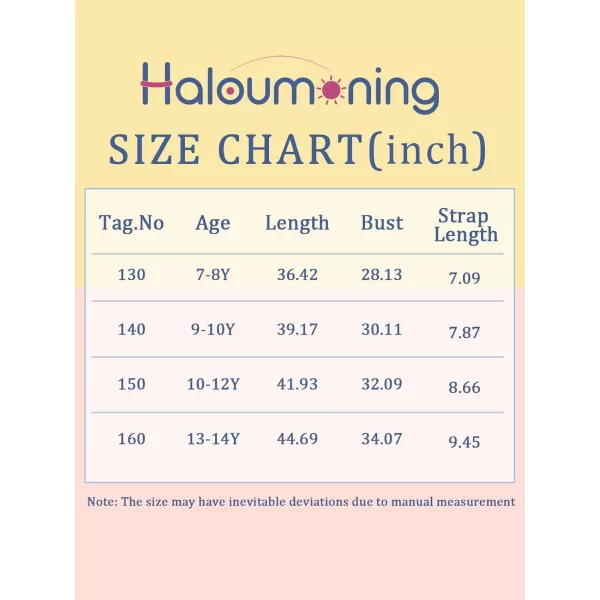 Haloumoning Girls Sundress Kids Spaghetti Strap Flowy Summer Tiered Maxi Dress 7-14 Years