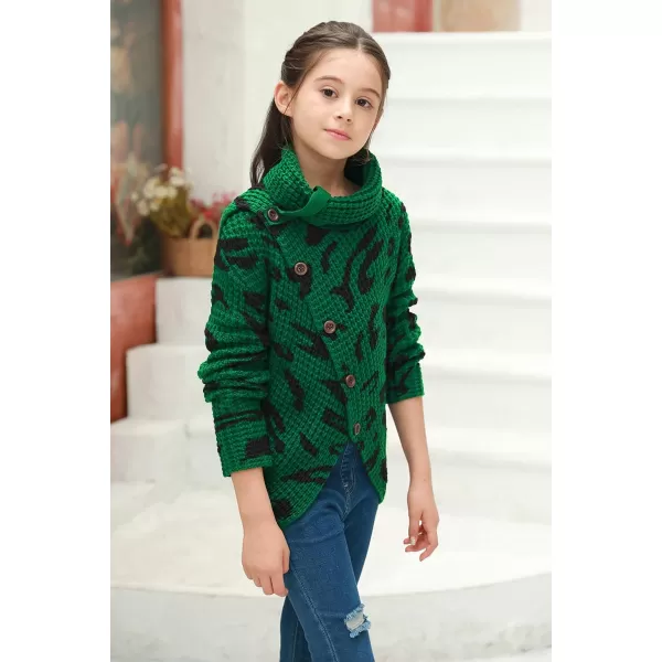 Haloumoning Girls Sweaters Button Turtle Cowl Neck Asymmetric Hem Wrap Pullover Sweaters for Girls