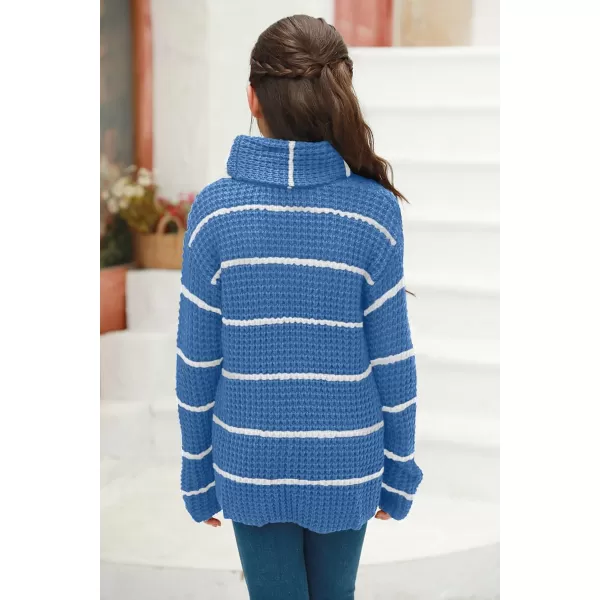 Haloumoning Girls Sweaters Button Turtle Cowl Neck Asymmetric Hem Wrap Pullover Sweaters for Girls