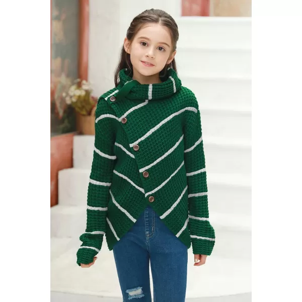 Haloumoning Girls Sweaters Button Turtle Cowl Neck Asymmetric Hem Wrap Pullover Sweaters for Girls