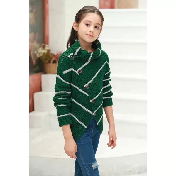 Haloumoning Girls Sweaters Button Turtle Cowl Neck Asymmetric Hem Wrap Pullover Sweaters for Girls