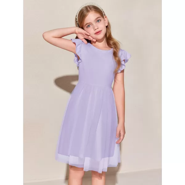 Haloumoning Girls Tutu Dress Ruffle Short Sleeve Fluffy Summer Party Tulle Dress for Kids 5-14Y
