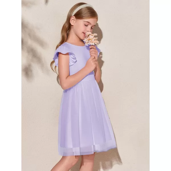 Haloumoning Girls Tutu Dress Ruffle Short Sleeve Fluffy Summer Party Tulle Dress for Kids 5-14Y