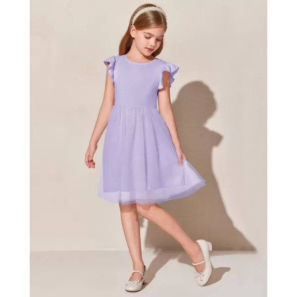 Haloumoning Girls Tutu Dress Ruffle Short Sleeve Fluffy Summer Party Tulle Dress for Kids 5-14Y