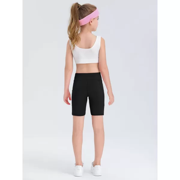 Haloumoning Girls Volleyball Spandex Shorts Kids Athletic Biker Dance Gymnastics Compression Shorts with Pockets