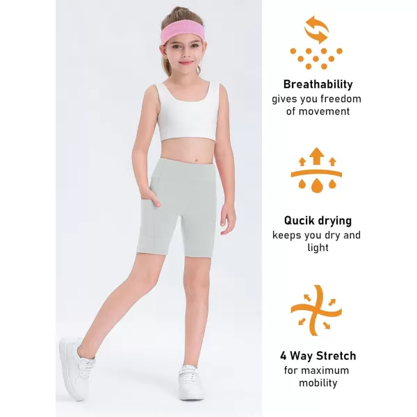 Haloumoning Girls Volleyball Spandex Shorts Kids Athletic Biker Dance Gymnastics Compression Shorts with Pockets