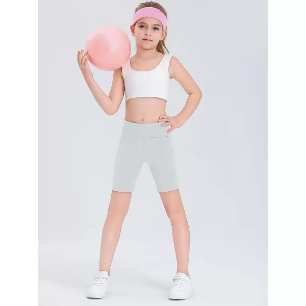 Haloumoning Girls Volleyball Spandex Shorts Kids Athletic Biker Dance Gymnastics Compression Shorts with Pockets