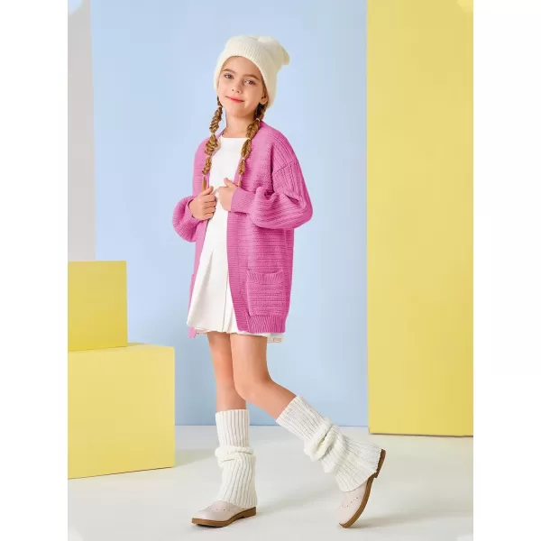 Haloumoning Kids Girls Open Front Cardigan Sweaters Long Sleeve Cable Knit Fashion Clothes with Pockets 5-14 Years