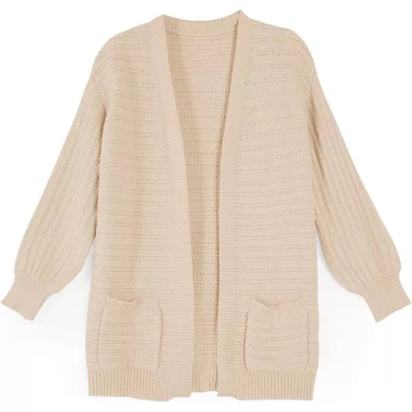 Haloumoning Kids Girls Open Front Cardigan Sweaters Long Sleeve Cable Knit Fashion Clothes with Pockets 5-14 Years
