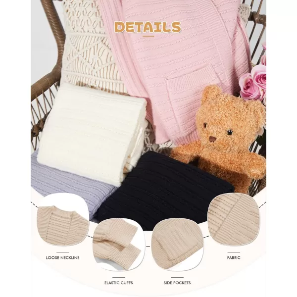 Haloumoning Kids Girls Open Front Cardigan Sweaters Long Sleeve Cable Knit Fashion Clothes with Pockets 5-14 Years