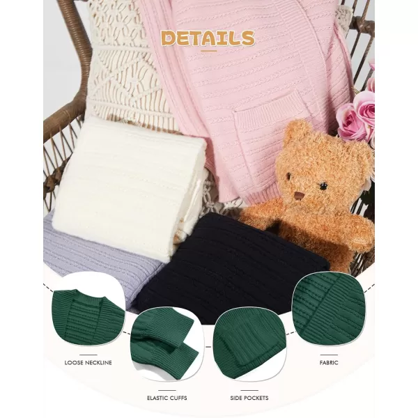 Haloumoning Kids Girls Open Front Cardigan Sweaters Long Sleeve Cable Knit Fashion Clothes with Pockets 5-14 Years