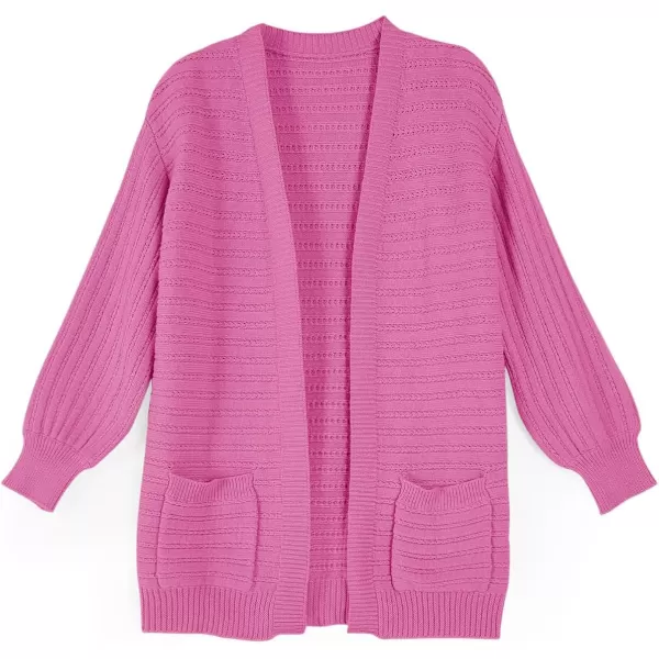 Haloumoning Kids Girls Open Front Cardigan Sweaters Long Sleeve Cable Knit Fashion Clothes with Pockets 5-14 Years