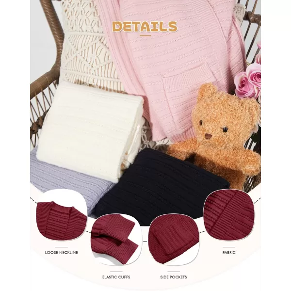Haloumoning Kids Girls Open Front Cardigan Sweaters Long Sleeve Cable Knit Fashion Clothes with Pockets 5-14 Years
