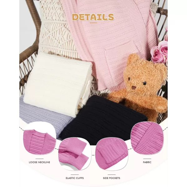 Haloumoning Kids Girls Open Front Cardigan Sweaters Long Sleeve Cable Knit Fashion Clothes with Pockets 5-14 Years
