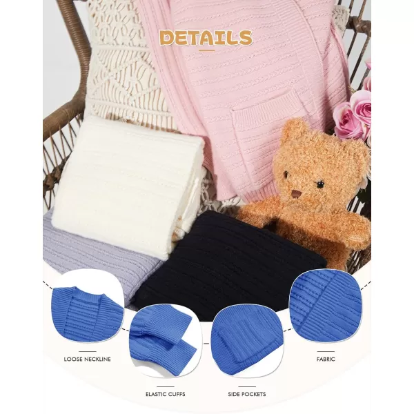 Haloumoning Kids Girls Open Front Cardigan Sweaters Long Sleeve Cable Knit Fashion Clothes with Pockets 5-14 Years