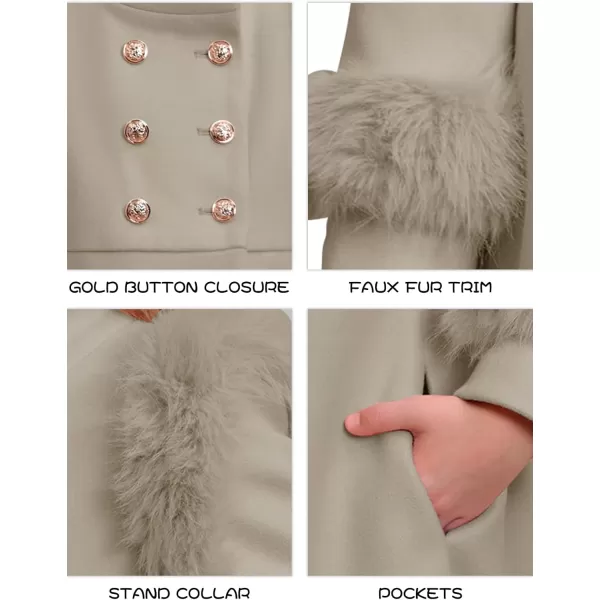 Haloumoning Toddler Girls Faux Fur Dress Coat Kids Winter Warm Jacket Long Sleeve Button Wool Coat 1-8 Years