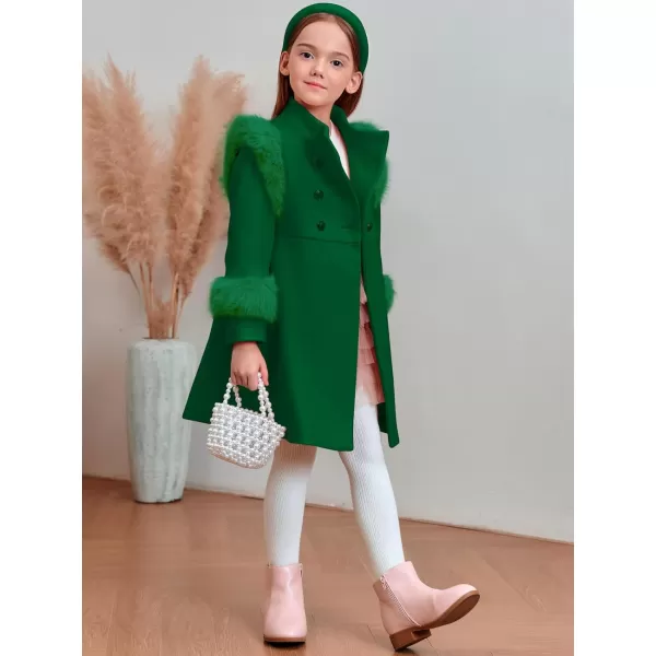Haloumoning Toddler Girls Faux Fur Dress Coat Kids Winter Warm Jacket Long Sleeve Button Wool Coat 1-8 Years