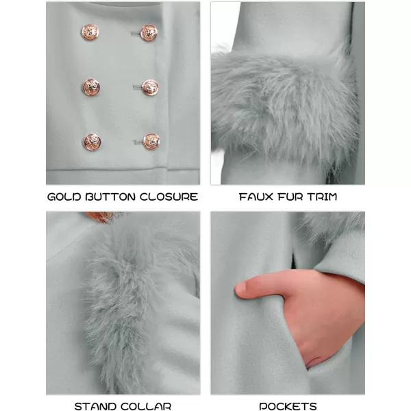 Haloumoning Toddler Girls Faux Fur Dress Coat Kids Winter Warm Jacket Long Sleeve Button Wool Coat 1-8 Years