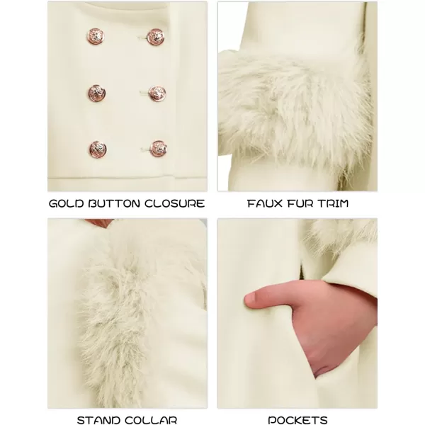 Haloumoning Toddler Girls Faux Fur Dress Coat Kids Winter Warm Jacket Long Sleeve Button Wool Coat 1-8 Years