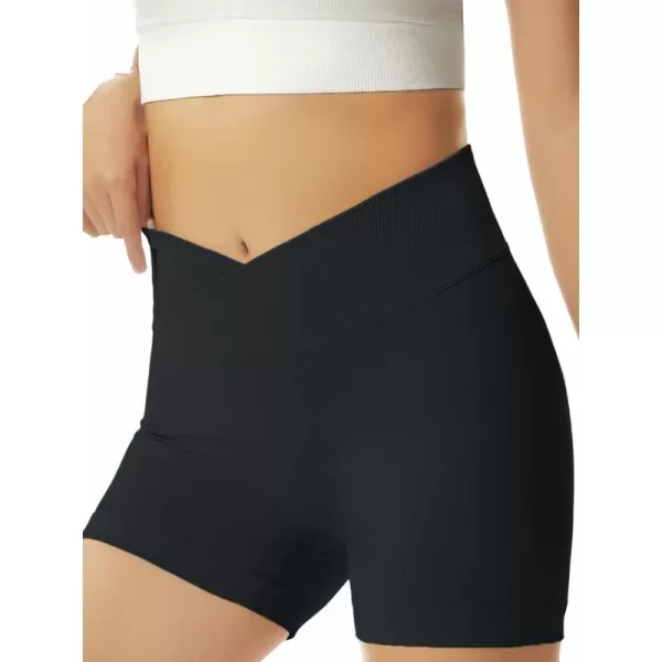 Girls Athletic Shorts Slim Tummy Control V Cross Waist Short Leggings Bike Dance Gymnastics Shorts
