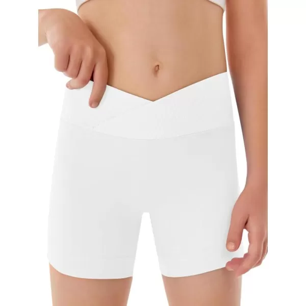 Girls Athletic Shorts Slim Tummy Control V Cross Waist Short Leggings Bike Dance Gymnastics Shorts