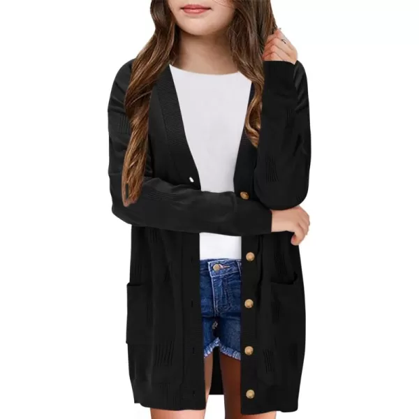 Girls Cardigans Kids Fashion Open Front Long Sleeve Knit Sweaters Outerwear with Pockets 5-14 Years