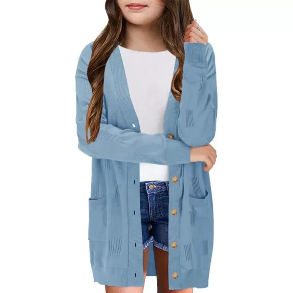 Girls Cardigans Kids Fashion Open Front Long Sleeve Knit Sweaters Outerwear with Pockets 5-14 Years