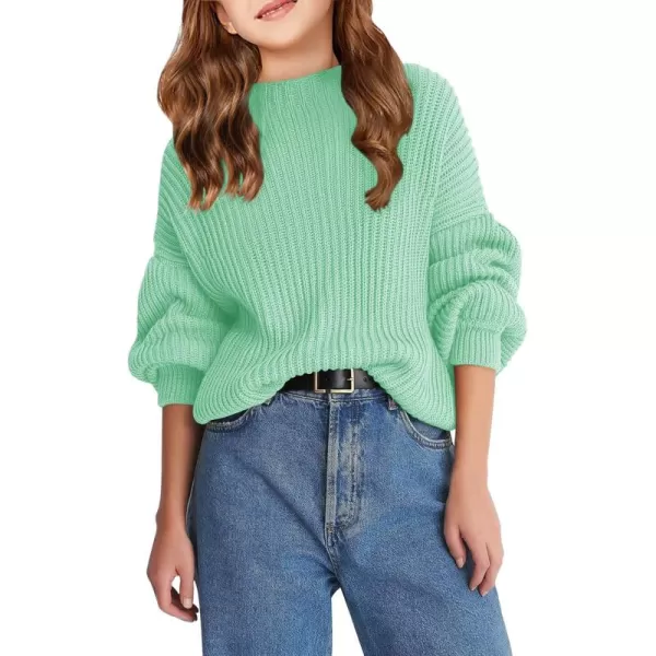 Girls Oversized Long Sleeve Sweaters Kids Drop Shoulder Batwing Crewneck Pullover Clothes 5-14 Years