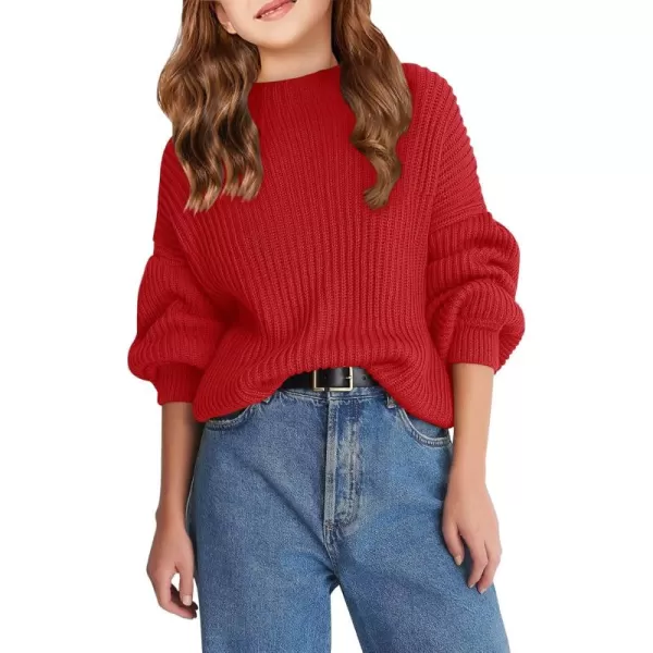 Girls Oversized Long Sleeve Sweaters Kids Drop Shoulder Batwing Crewneck Pullover Clothes 5-14 Years