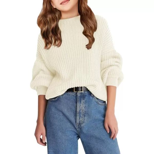 Girls Oversized Long Sleeve Sweaters Kids Drop Shoulder Batwing Crewneck Pullover Clothes 5-14 Years