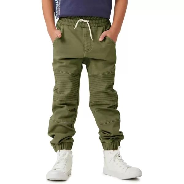 Haloumoning Boys Drawstring Cargo Pants Kids Elastic Waist Cotton Twill Jogging School Pants 5-14 Years