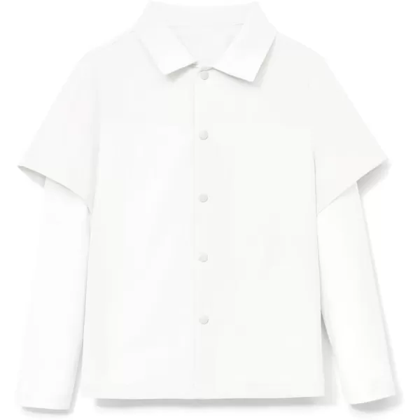 Haloumoning Boys Fashion 2-in-1 Long Sleeve Button Down Shirts 5-14 Years