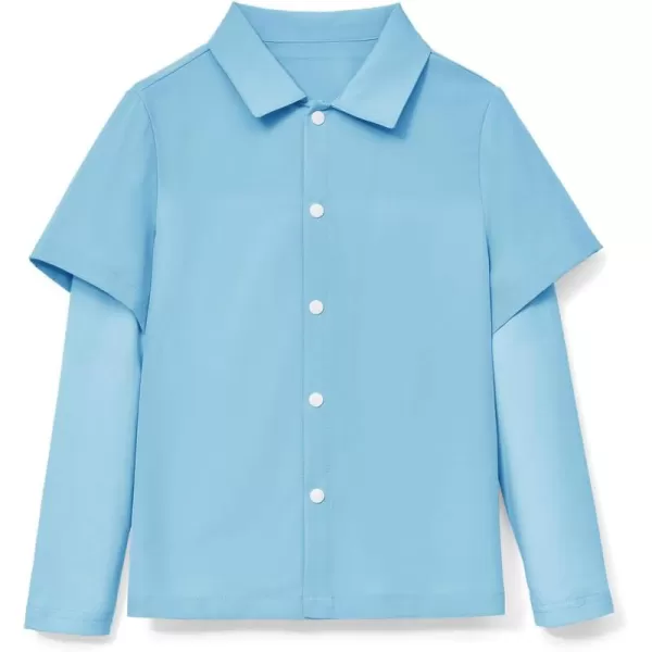Haloumoning Boys Fashion 2-in-1 Long Sleeve Button Down Shirts 5-14 Years