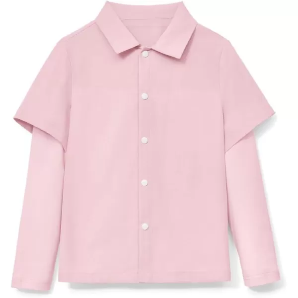 Haloumoning Boys Fashion 2-in-1 Long Sleeve Button Down Shirts 5-14 Years