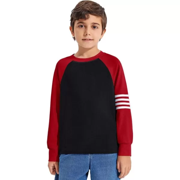 Haloumoning Boys Long Sleeve Raglan T-Shirts Casual Colorblock Crewneck Tops Tees 4-14 Years